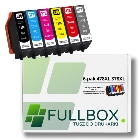 FULLBOX 6-pak tusz do EPSON 478XL 378XL T04F5 T04F6 T3791 T3792 T3793 T3794 Expression Photo XP15000