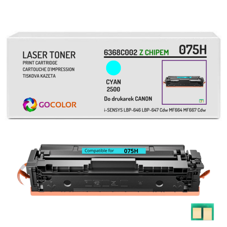 Toner do CANON 075HC 6368C002 i-SENSYS LBP-646Cdw LBP-647Cdw cyan Zamiennik 2.5K Z CHIPEM