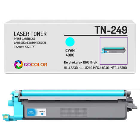 Toner do BROTHER TN249 C HL-L8230 HL-L8240 MFC-L8340 MFC-L8390 Cyan Zamiennik 4,0K