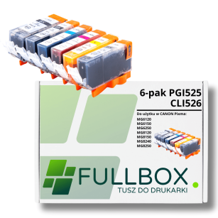 FULLBOX 6-pak Tusz do CANON PGI525PGBK CLI526C CLI526M CLI526Y CLI526BK CLI526GY
