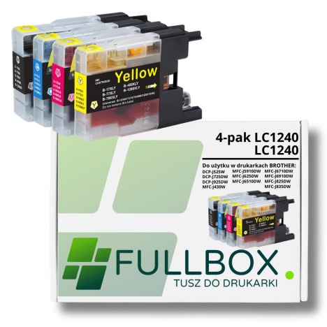 FULLBOX 4-pak TUSZ do BROTHER LC1240BK LC1240C LC1240M LC1240Y