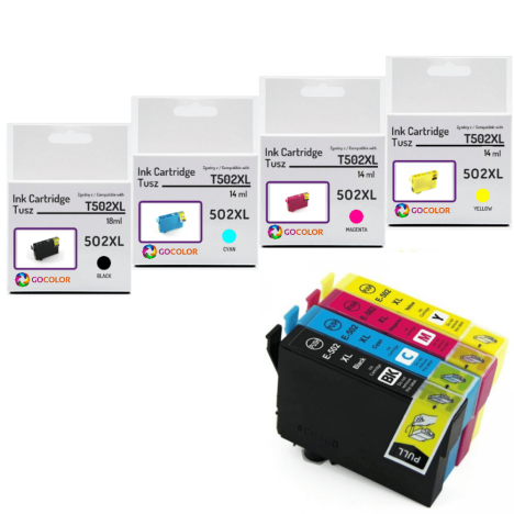 Tusz do EPSON 502XL T02W1 T02W2 T02W3 T02W4 Zestaw 4 sztuk zamienników