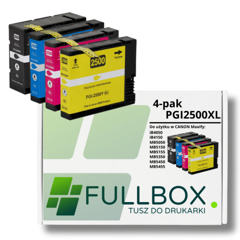 FULLBOX 4-pak TUSZ do CANON PGI2500XLBK PGI2500XLC PGI2500XLM PGI2500XLY