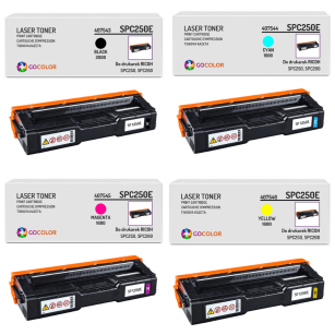 4 x toner do RICOH SP C250E 407543 407544 407545 407546 zamiennik