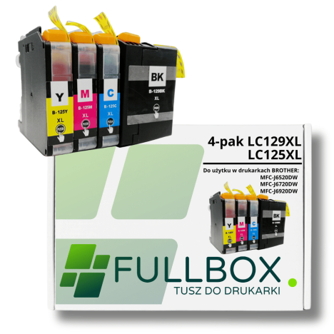 FULLBOX 4-pak tusz do BROTHER LC129XL LC125XLC LC125XLM  LC125XLY