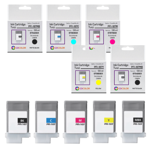 5 x Tusz do CANON PFI107 imagePROGRAF ipf770 ipf670 zamiennik