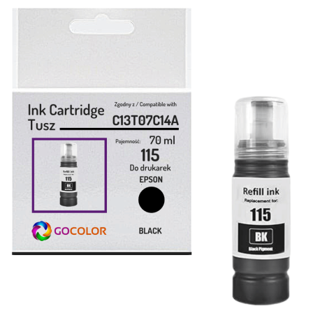 Tusz do EPSON 115 T07C1 C13T07C14A EcoTank L8160 L8180 70.0ml black zamiennik