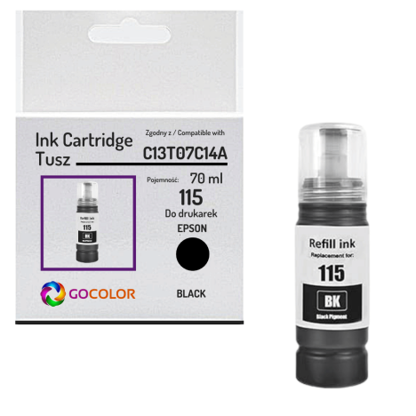 Tusz do EPSON 115 T07C1 C13T07C14A EcoTank L8160 L8180 70.0ml black zamiennik