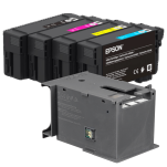 Epson oryginalny tusz T40C1 T40C2 T40C3 T40C4 + oryginalny pojemnik na zużyty tusz C13S210057 4-pak - 3