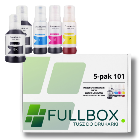 FULLBOX 5-pak tusz do EPSON 101 T03V1 T03V2 T03V3 T03V4 EcoTank L6270 L14150 L4150