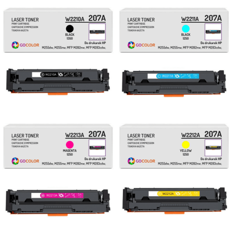 4 X TONER do HP W2210A W2211A W2212A W2213A 207A zamiennik BEZ CHIPA