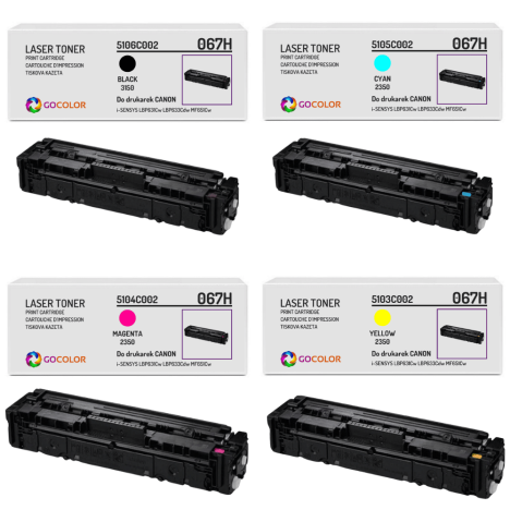 4-pak Toner do CANON 067H iSENSYS LBP631Cw LBP633Cdw MF651Cw CMYK Zamiennik 3.13K/3x2.35K