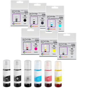 6-pak Tusz do EPSON 114 T07B T07A EcoTank ET8500 ET8550 Zamiennik 6X 70ml