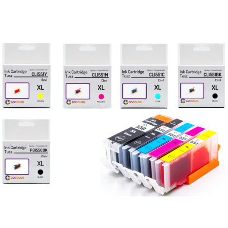 5 X TUSZ do CANON PGI550XL + CLI551XL 100 % nowy zamiennik