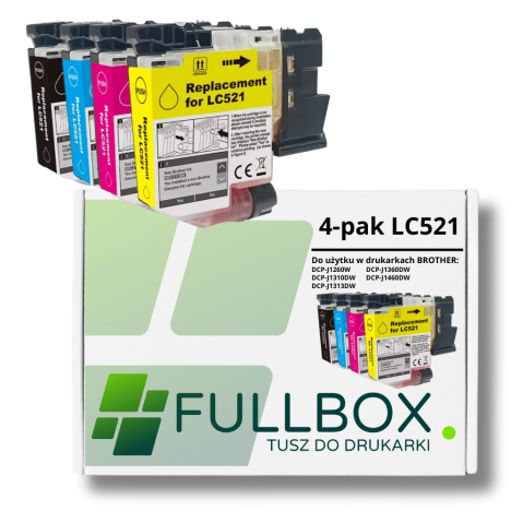 FULLBOX 4-pak tusz do BROTHER LC521BK LC521C LC521M LC521Y