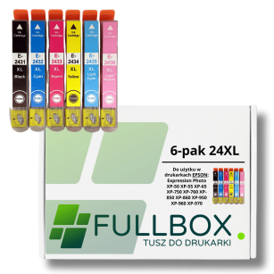 FULLBOX 6-pak TUSZ do EPSON 24XL T2431 T2432 T2433 T2434 T2435 T2436 Expression Photo XP850 XP950