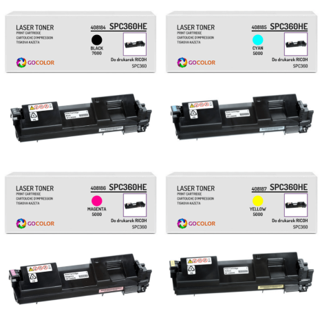 4 X TONER do RICOH SPC360HE 408184 408185 408186 408187 zamiennik