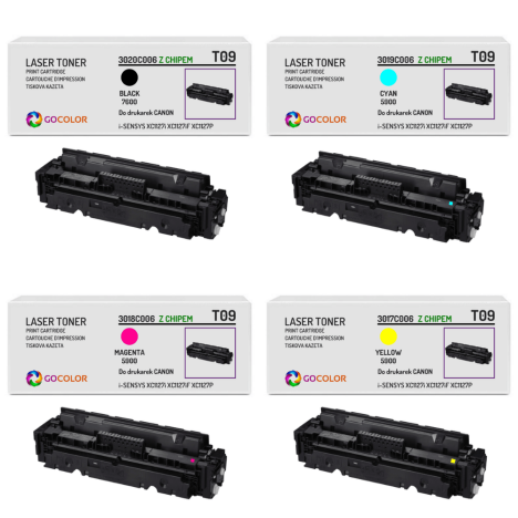 4 X TONER do CANON T09 i-SENSYS X C1127 CMYK z CHIPEM zamiennik 7.6K/3x5.9K