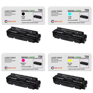 4 X TONER do CANON T09 i-SENSYS X C1127 CMYK z CHIPEM zamiennik 7.6K/3x5.9K