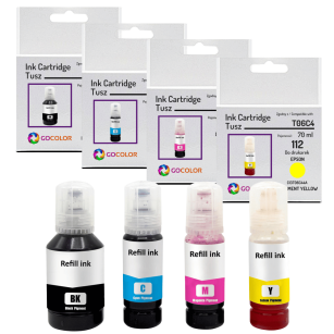 4 X TUSZ do EPSON 112 T06C1 T06C2 T06C3 T06C4 EcoTank ITS L6550 L11160 L15150 CMYK Pigment 127ml. /3x70 ml.