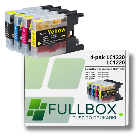 FULLBOX 4-pak TUSZ do BROTHER LC1220BK LC1220C LC1220M LC1220Y