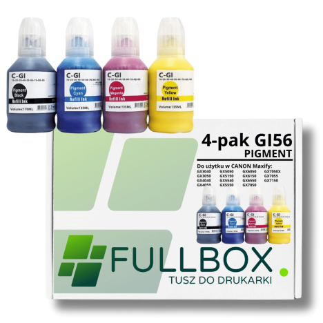 FULLBOX 4-pak Tusz do CANON GI56PGBK GI56C GI56M GI56Y Pigment