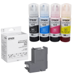 Epson oryginalny tusz 104 T00P6 C13T00P640 EcoTank ET2710 ET2810 + oryginalny pojemnik na zużyty tusz C13T04D100 4-pak - 2