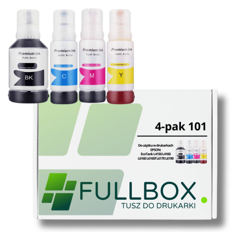 FULLBOX 4-pak TUSZ do EPSON 101 T03V1 T03V2 T03V3 T03V4 EcoTank L4260 L4266 L6160