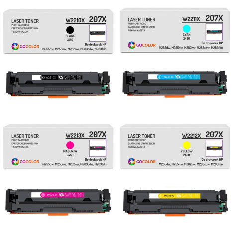 4 X TONER do HP W2210X W2211X W2212X W2213X 207X zamiennik BEZ CHIPA