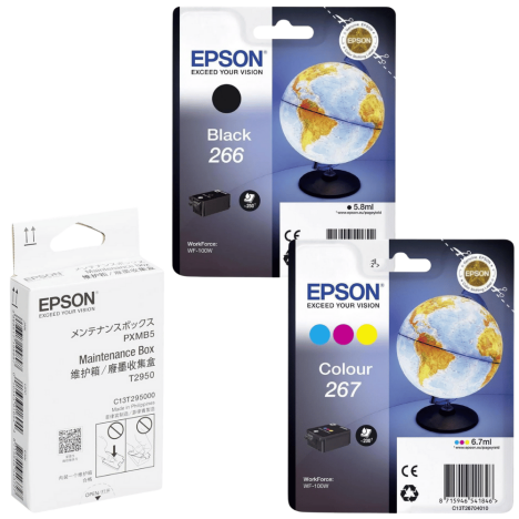 Epson oryginalny tusz T2661 T2670 + oryginalny pojemnik na zużyty tusz C13T295000 2-pak