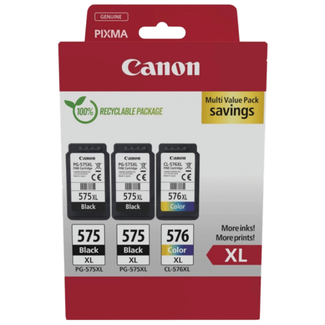 Canon oryginalny tusz 2x PG575XL + CL576XL 5437C004 Pixma TS3551i TR4750i TR4751i 3-pak 2x 15.0/12.6ml