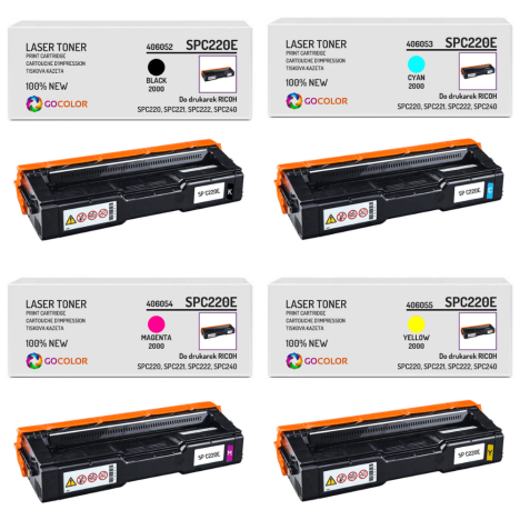 4 x toner do RICOH SP C220E 406055 406054 406053 406052 nowy zamiennik