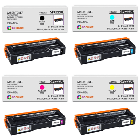 4 X TONER do RICOH SPC220E 406055 406054 406053 406052 nowy zamiennik
