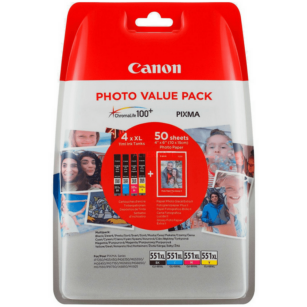 Canon oryginalny tusz CLI551XL + 50 x papier 6443B006 black / cyan / magenta / yellow 4-pak