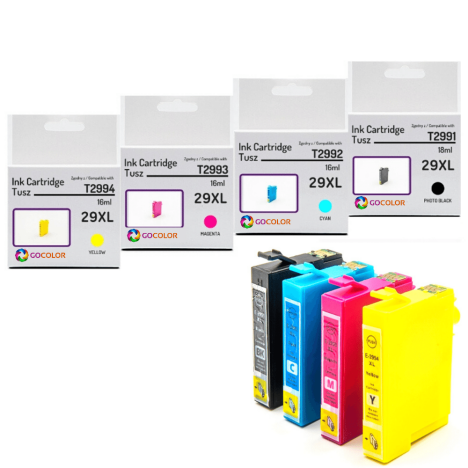 4 X TUSZ do EPSON T2991 T2992 T2993 T2994 29XL zamiennik 4 sztuk zamienników