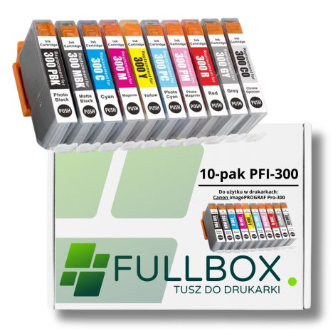 FULLBOX 10-pak TUSZ do CANON PFI300 4192C008 imagePROGRAF PRO300