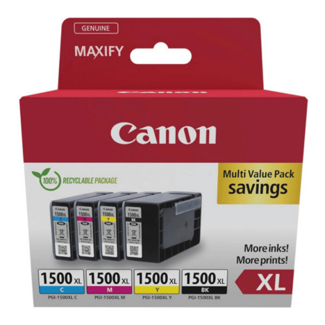 4-pak Canon oryginalny tusz PGI1500XL 9182B010 Maxify MB 2050 2150 CMYK