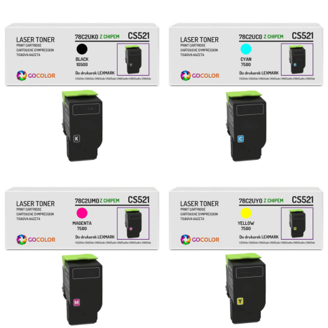 4 X Toner do LEXMARK 78C2U CS521 CS622 10.5K/7.5K CMYK zamiennik