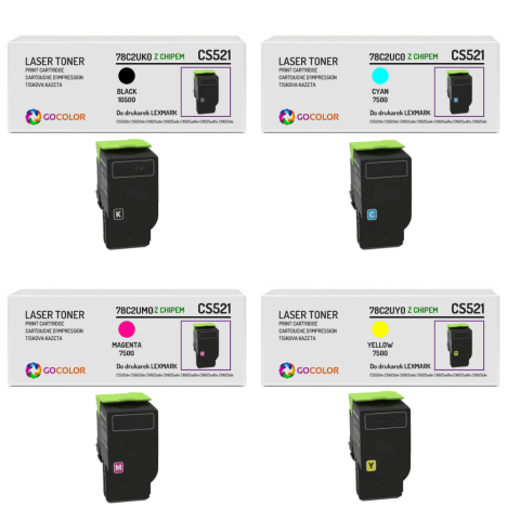 4 X TONER do LEXMARK 78C2U CS521 CS622 10.5K/7.5K CMYK zamiennik
