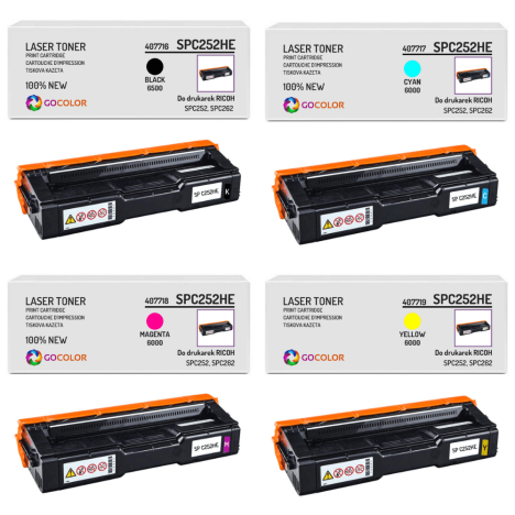 4 x toner do RICOH SP C252HE 407719 407718 407717 407716 nowy zamiennik