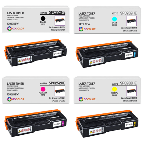 4 X TONER do RICOH SPC252HE 407719 407718 407717 407716 nowy zamiennik