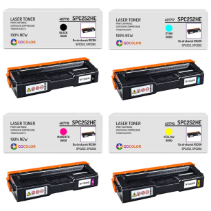 4 X TONER do RICOH SPC252HE 407719 407718 407717 407716 nowy zamiennik